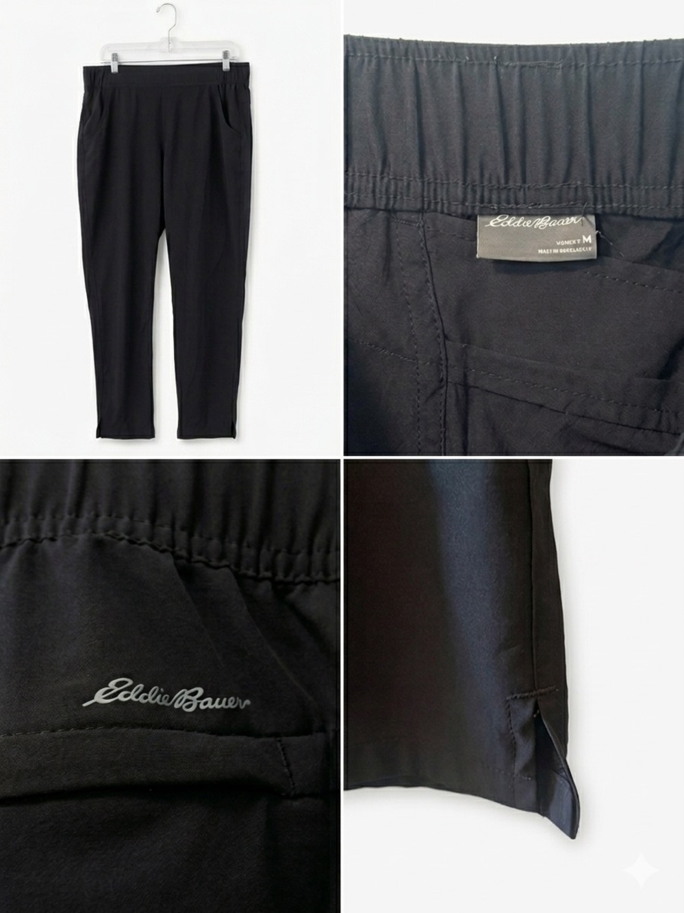 Eddie Bauer Black Departure Ankle  Travel Pants Size Womens Medium Joggers